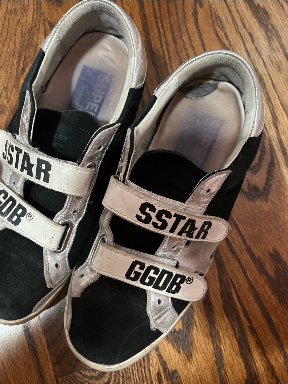 Golden Goose silver and black Velcro sneakers woman size 38